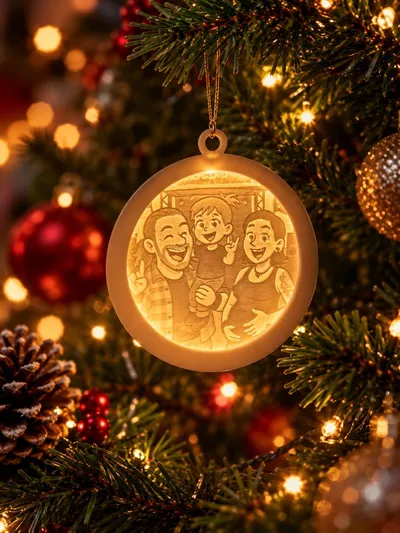 Boule de Noël personnalisée avec photo – Décoration lumineuse et cadeau souvenir unique