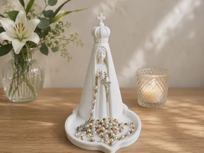 Porte-chapelet Vierge Marie avec plateau, décoration catholique pour coin prière, cadeau religieux