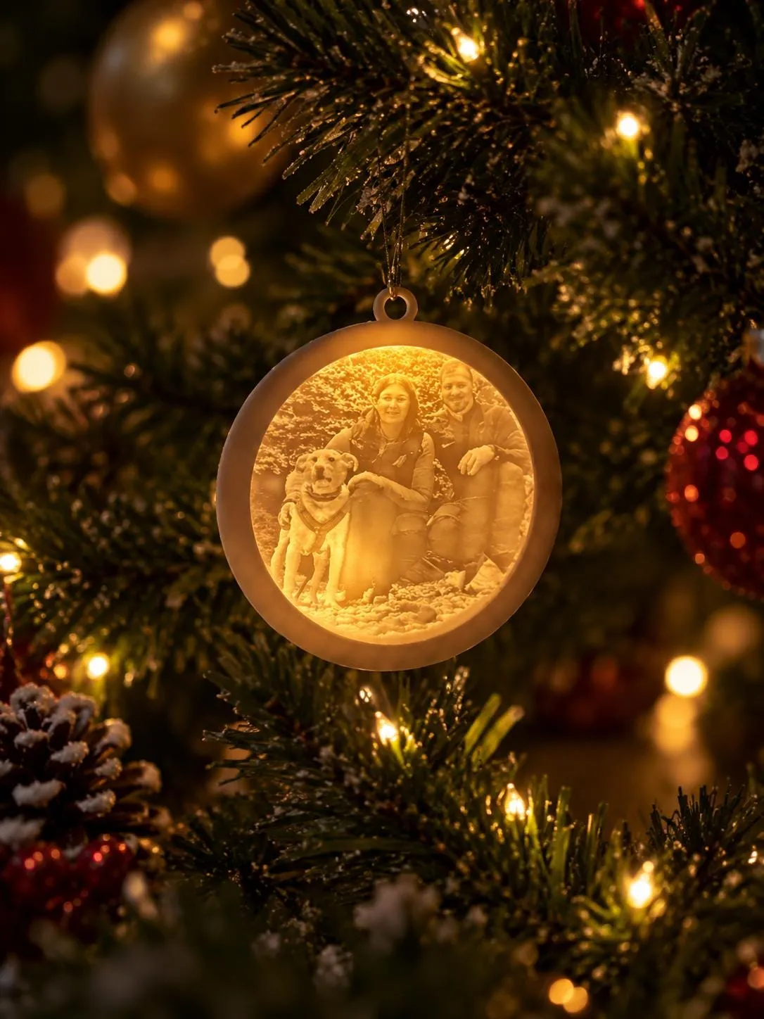 Boule de Noël personnalisée avec photo – Décoration lumineuse et cadeau souvenir unique