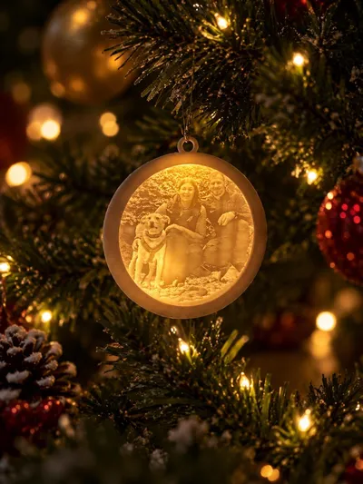 Boule de Noël personnalisée avec photo – Décoration lumineuse et cadeau souvenir unique