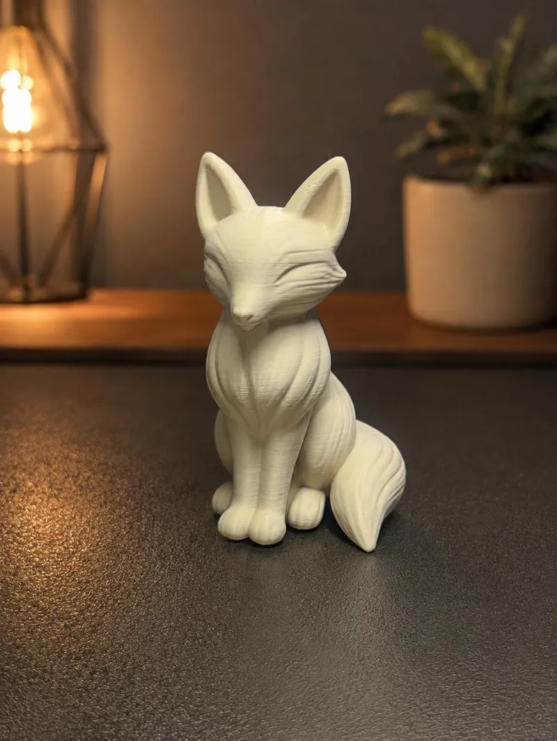 Figurine Renard Décorative 10 15 ou 20 cm | Statuette Animal Minimaliste Imprimée en 3D | Déco Étagère Bureau | Cadeau Renard Beige ou Blanc