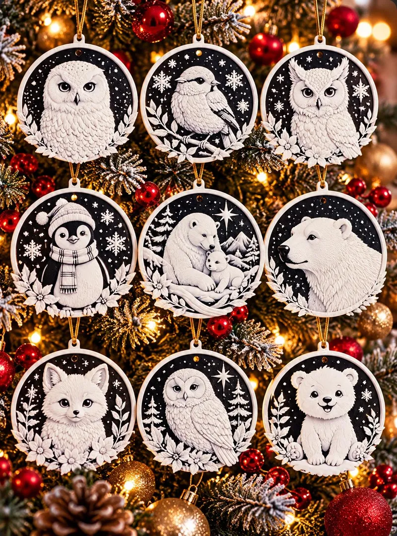 Décorations de sapin de Noël | Animaux d'hiver